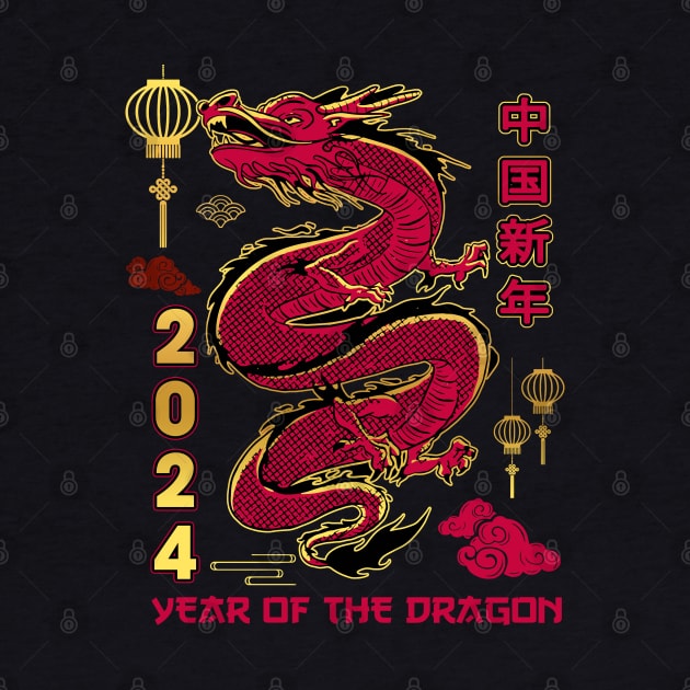 Chinese Year of Dragon 2024 Happy New Year Christmas 2024 by Gendon Design